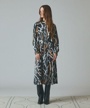 GRACE CONTINENTAL ベルトプリントシャツドレス ブラック