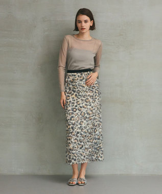 GRACE CONTINENTAL フェザーレオパードスカート ベージュ