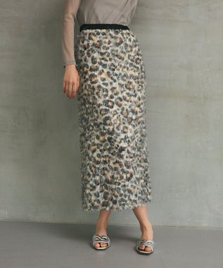 GRACE CONTINENTAL フェザーレオパードスカート ベージュ