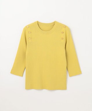 GRACE CONTINENTAL メタル釦リブニットトップ イエロー