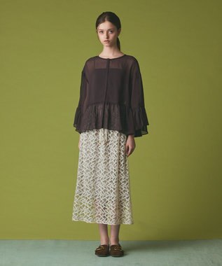 GRACE CONTINENTAL シフォンフリルポンチョ ブラウン