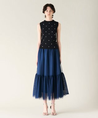 GRACE CONTINENTAL ビジューニットトップ ブラック