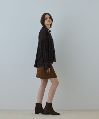 GRACE CONTINENTAL パッチワークミニスカート キャメル