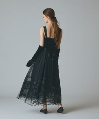 GRACE CONTINENTAL ドットフラワーembドレス ブラック