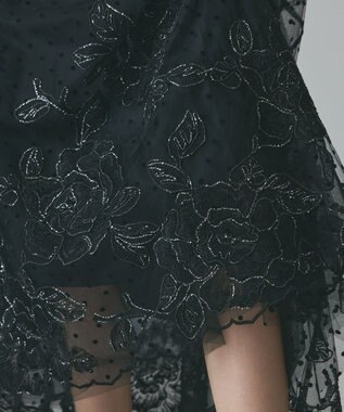 GRACE CONTINENTAL ドットフラワーembドレス ブラック