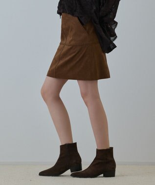 GRACE CONTINENTAL パッチワークミニスカート キャメル