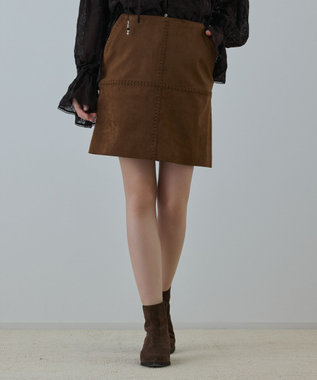 スエード パッチワーク Aラインミニスカート スエード パッチワーク Aラインミニスカート パッチワークミニ