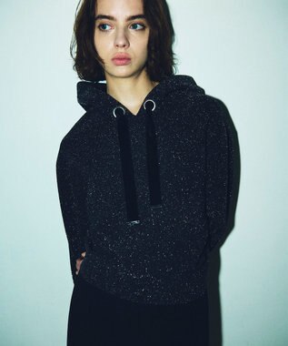 GRACE CONTINENTAL ラメニットパーカー ブラック