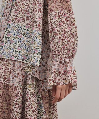 GRACE CONTINENTAL パッチワークプリントカフタンブラウス ベージュ