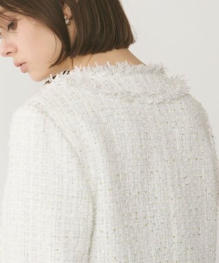 GRACE CONTINENTAL フリンジツイードジャケット ホワイト