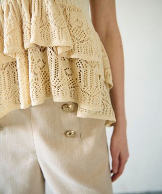 GRACE CONTINENTAL ミックスフリルニットトップ キナリ