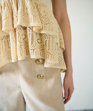 GRACE CONTINENTAL ミックスフリルニットトップ キナリ