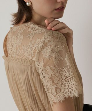 GRACE CONTINENTAL チュールプリーツドレス ベージュ