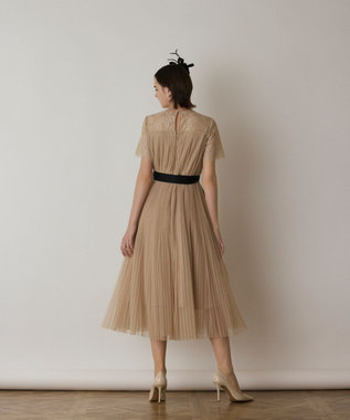 美品♡Diagram レースチュールプリーツドレス Aライン ネイビー