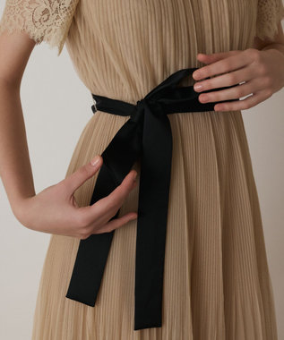 GRACE CONTINENTAL チュールプリーツドレス ベージュ