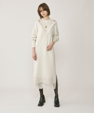 GRACE CONTINENTAL レイヤードレースニットワンピース ホワイト