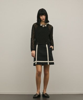 GRACE CONTINENTAL レースフレアスリーブトップ ブラック