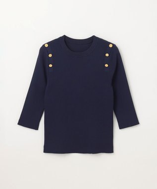 GRACE CONTINENTAL メタル釦リブニットトップ ネイビー
