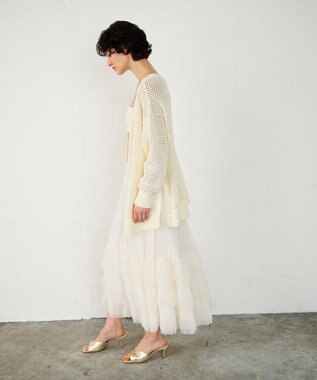 GRACE CONTINENTAL メッシュドルマン2WAYニット ホワイト