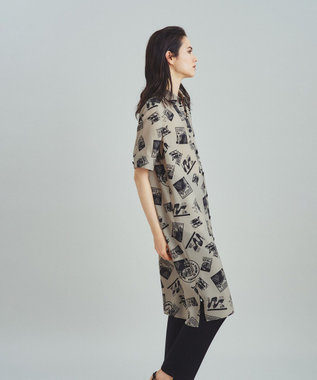 GRACE CONTINENTAL フォトプリントシャツドレス ベージュ