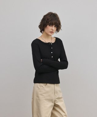 GRACE CONTINENTAL ヘンリーネックカットトップ ブラック