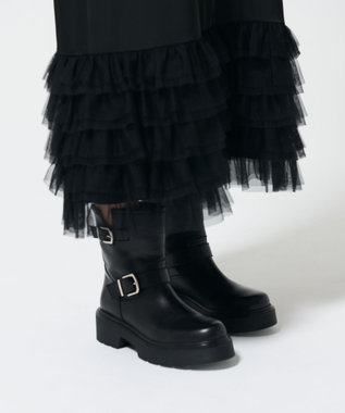 GRACE CONTINENTAL ANGERO BERVICATO ベルトショートブーツ ブラック