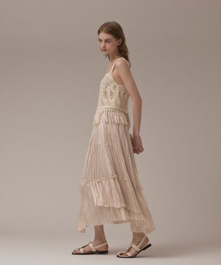 GRACE CONTINENTAL ワッシャープリーツスカート ベージュ