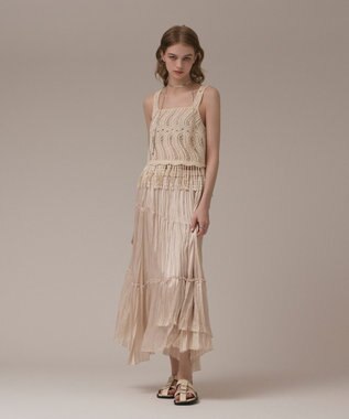 GRACE CONTINENTAL ワッシャープリーツスカート ベージュ