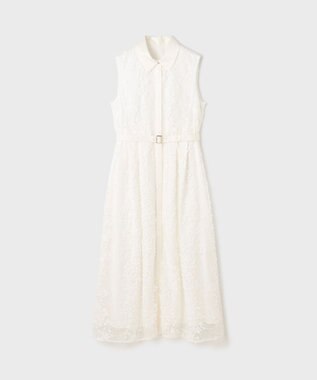 GRACE CONTINENTAL フラワーライン刺繍ワンピース ホワイト