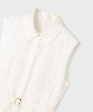 GRACE CONTINENTAL フラワーライン刺繍ワンピース ホワイト