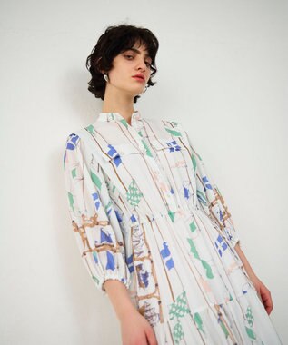 GRACE CONTINENTAL セーラープリントワンピース キナリ