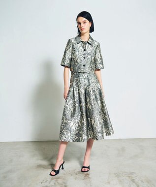 GRACE CONTINENTAL ボタニカルジャガードスカート キナリ