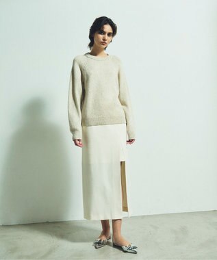 GRACE CONTINENTAL カシミヤ混ラメニットトップ キナリ