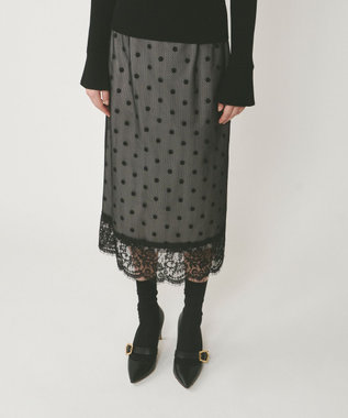 GRACE CONTINENTAL ドットチュールタイトスカート ブラック