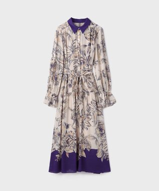 GRACE CONTINENTAL ボタニカルドレープワンピース ベージュ