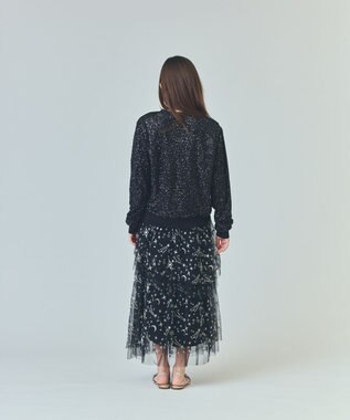 GRACE CONTINENTAL スパンコールニットカーディガン ブラック