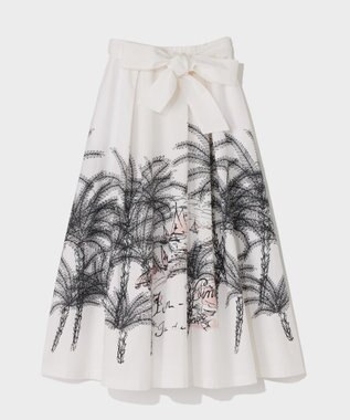GRACE CONTINENTAL プラージュプリントタックスカート ホワイト