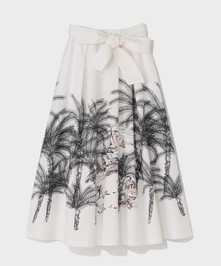 GRACE CONTINENTAL プラージュプリントタックスカート ホワイト