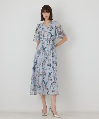 GRACE CONTINENTAL シノワズリプリントワンピース ブルー