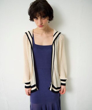 GRACE CONTINENTAL メッシュラインニットフーディ キナリ