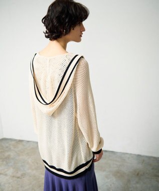 GRACE CONTINENTAL メッシュラインニットフーディ キナリ