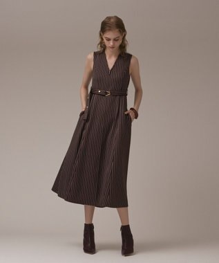 GRACE CONTINENTAL ストライプジャージワンピース ブラウン