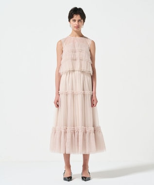 GRACE CONTINENTAL チュールフリルノースリーブ ベージュ