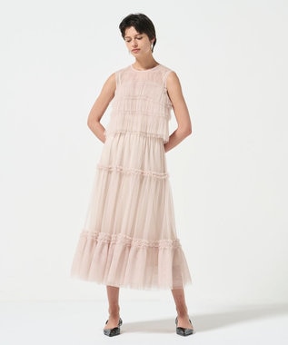 GRACE CONTINENTAL チュールフリルノースリーブ ベージュ