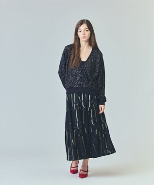 GRACE CONTINENTAL スパンコールニットカーディガン ブラック