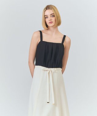 GRACE CONTINENTAL リネンライクバイカラーワンピース キナリ