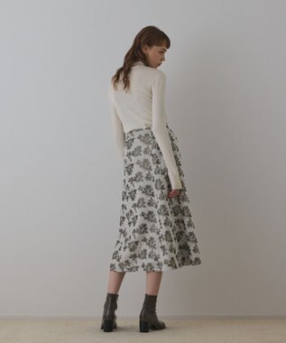GRACE CONTINENTAL ラメフラワージャガードフレアスカート キナリ