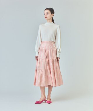 GRACE CONTINENTAL ラメジャガードサテンスカート ピンク