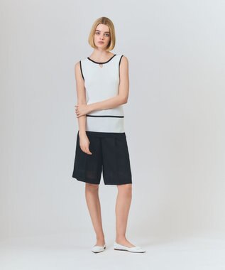 GRACE CONTINENTAL ラインニットノースリーブ ホワイト