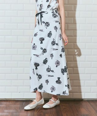 GRACE CONTINENTAL パフュームプリントパイルスカート ホワイト